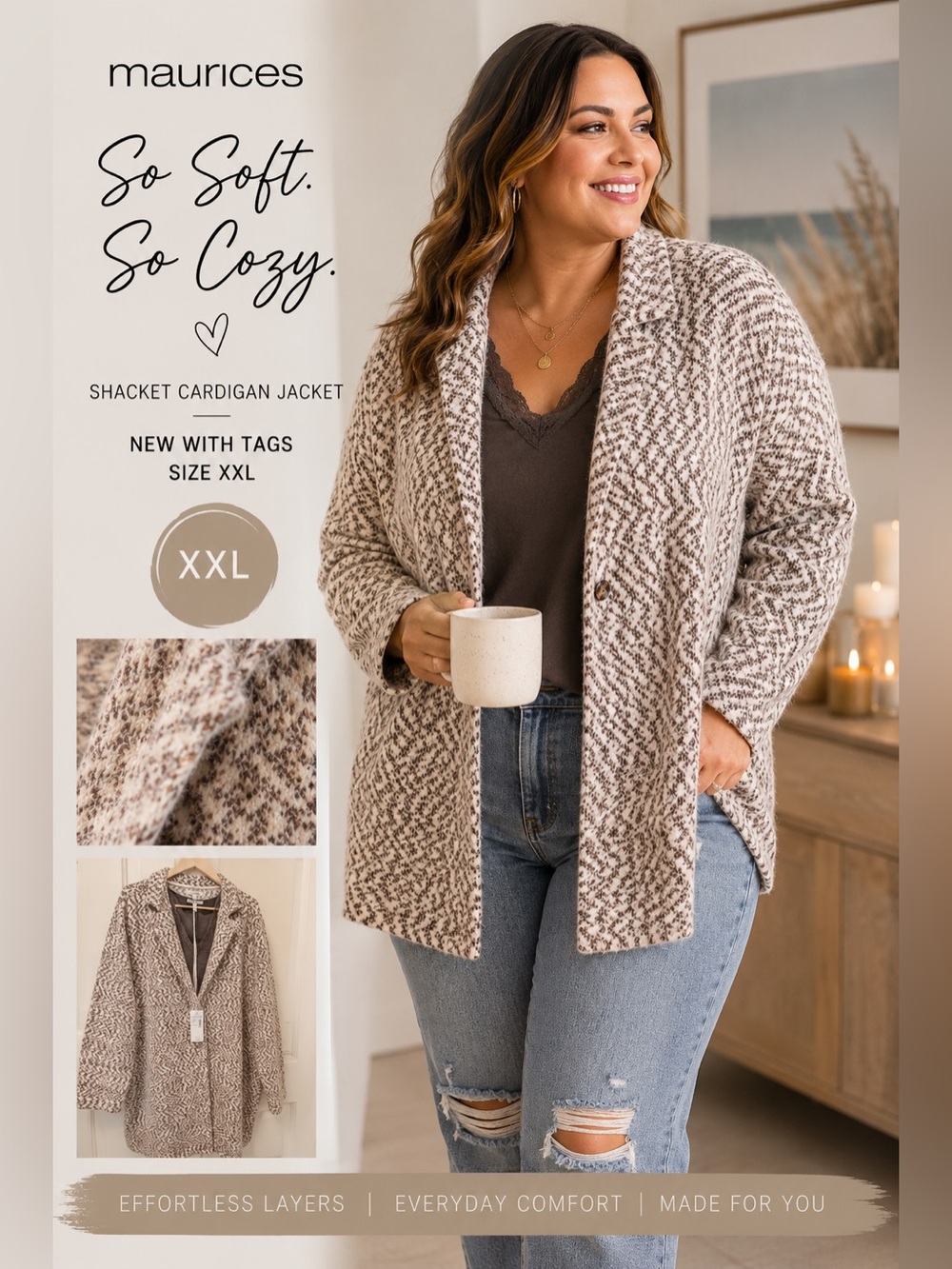 NEW Maurices So Soft Cozy Shacket Cardigan Jacket size XXL